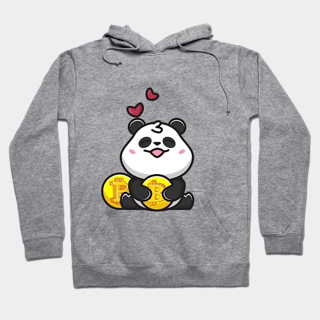 panda huging bitcoin Hoodie by fflat hds